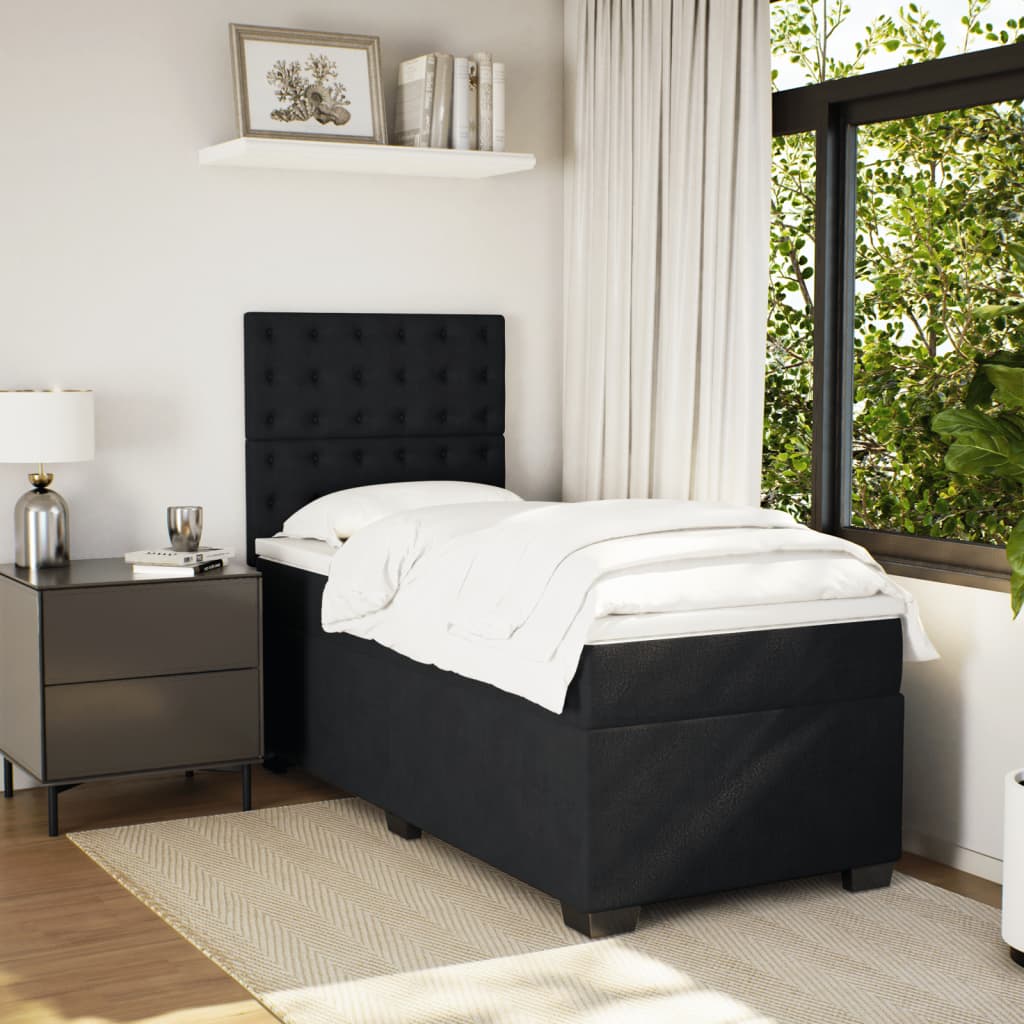 vidaXL Cama box spring con colchón terciopelo negro 90x200 cm