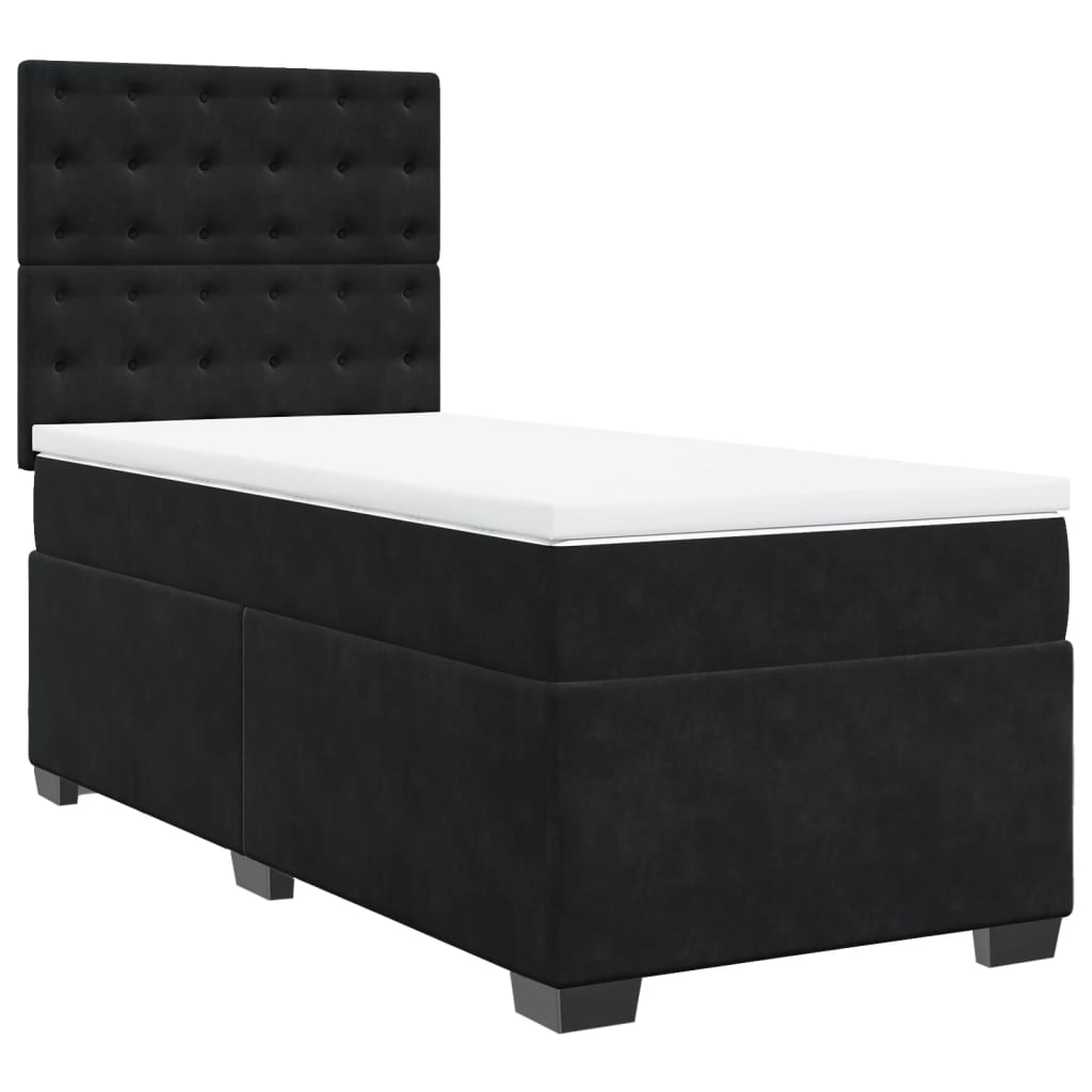 vidaXL Cama box spring con colchón terciopelo negro 90x200 cm