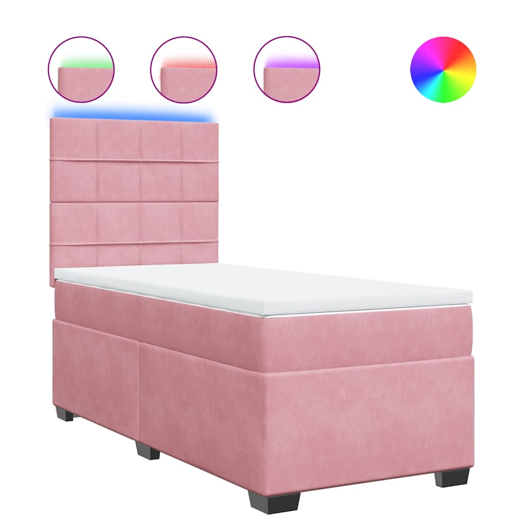 vidaXL Cama box spring con colchón terciopelo rosa 100x200 cm