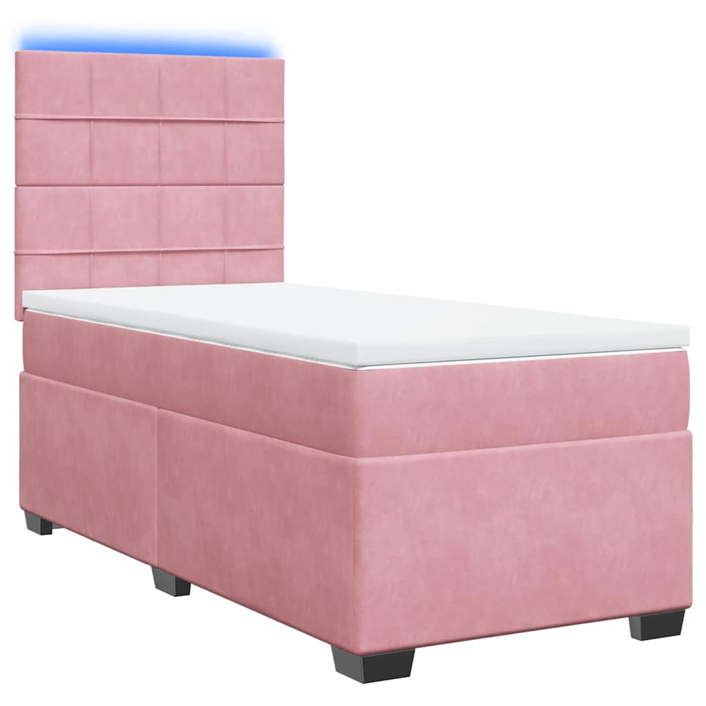 vidaXL Cama box spring con colchón terciopelo rosa 100x200 cm