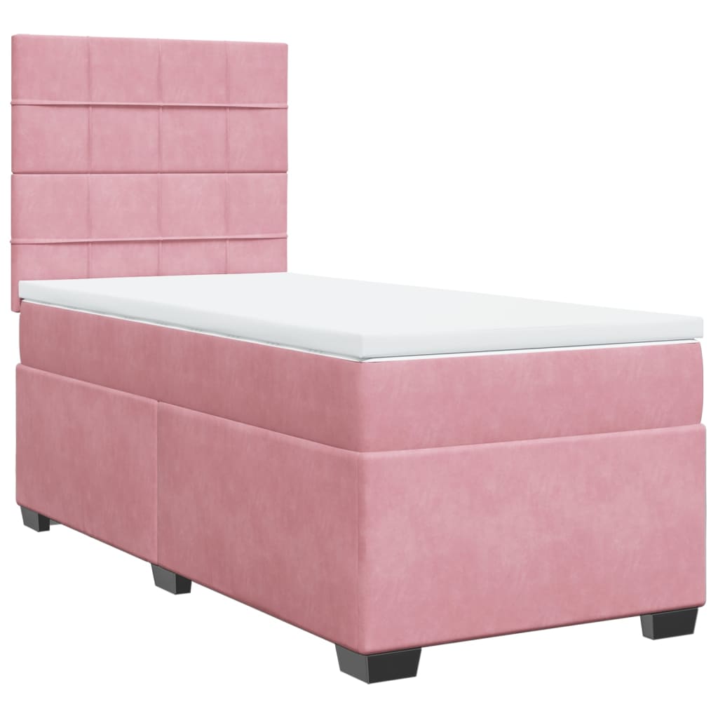 vidaXL Cama box spring con colchón terciopelo rosa 100x200 cm