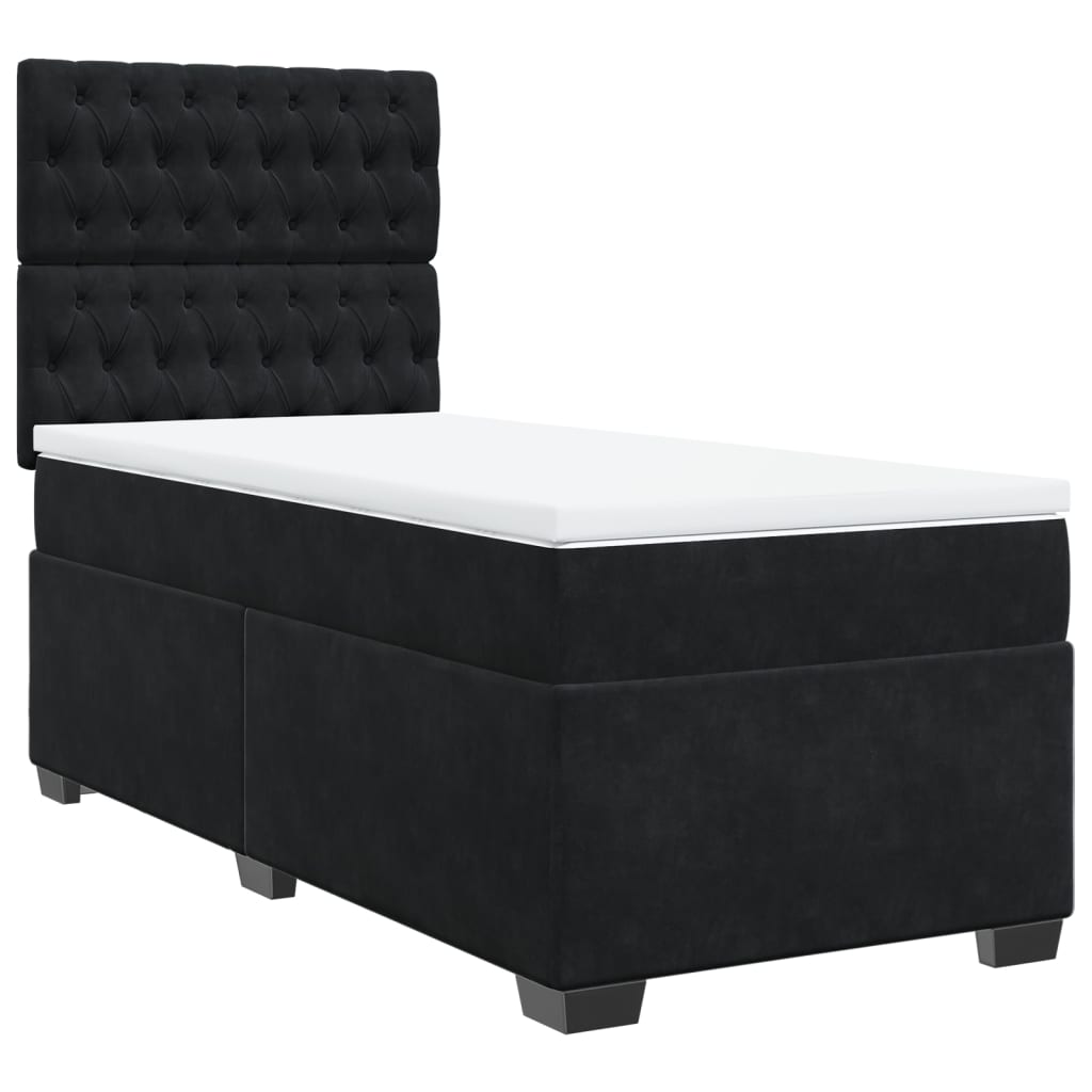 vidaXL Cama box spring con colchón terciopelo negro 100x200 cm