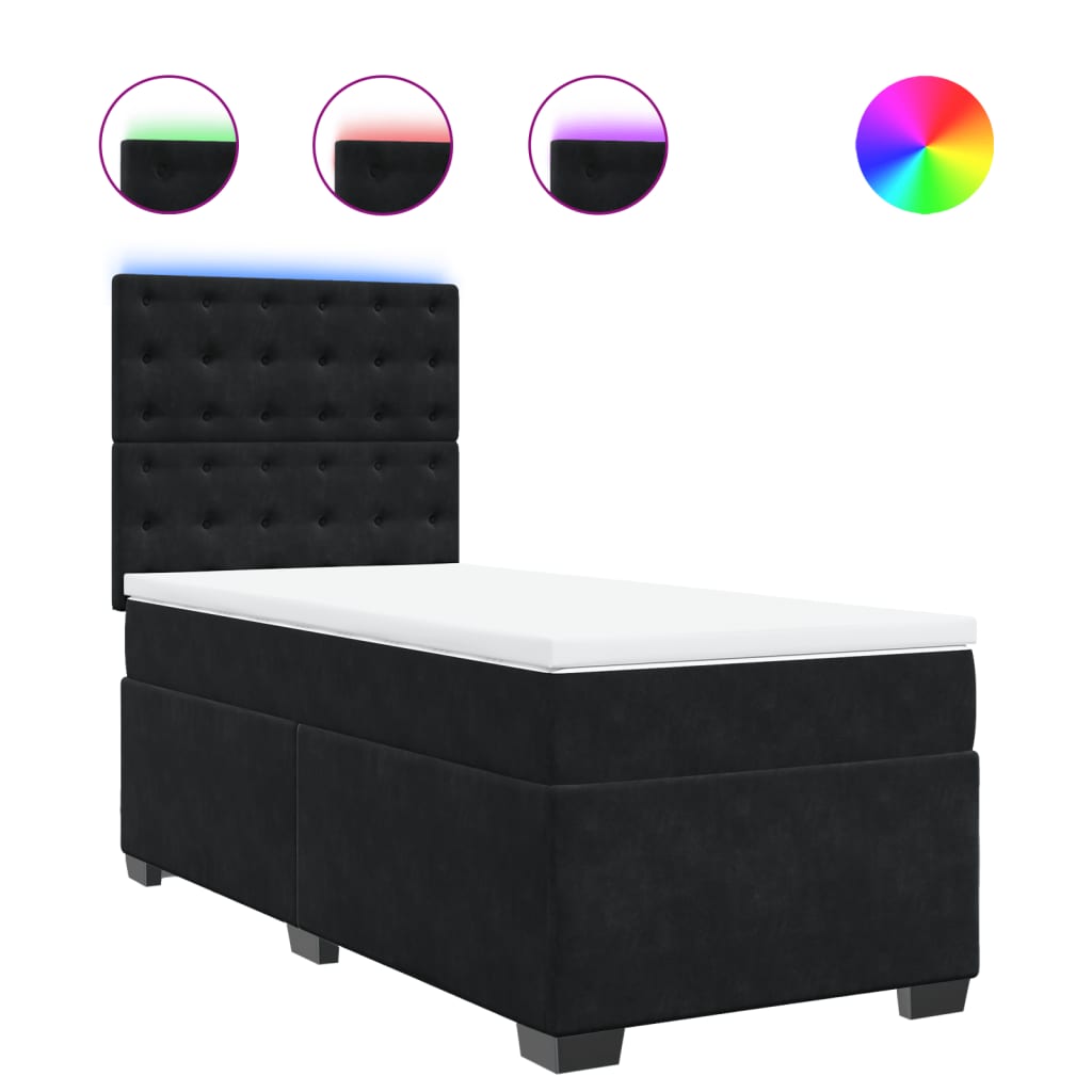 vidaXL Cama box spring con colchón terciopelo negro 100x200 cm