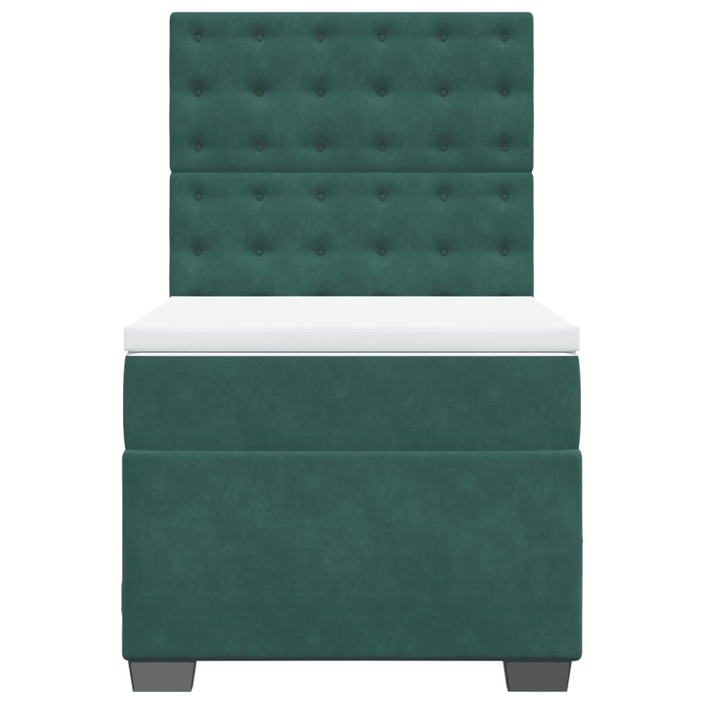 vidaXL Cama box spring con colchón terciopelo verde oscuro 100x200 cm