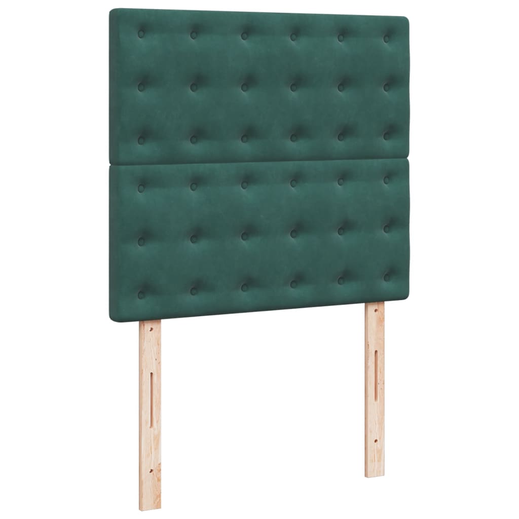 vidaXL Cama box spring con colchón terciopelo verde oscuro 100x200 cm