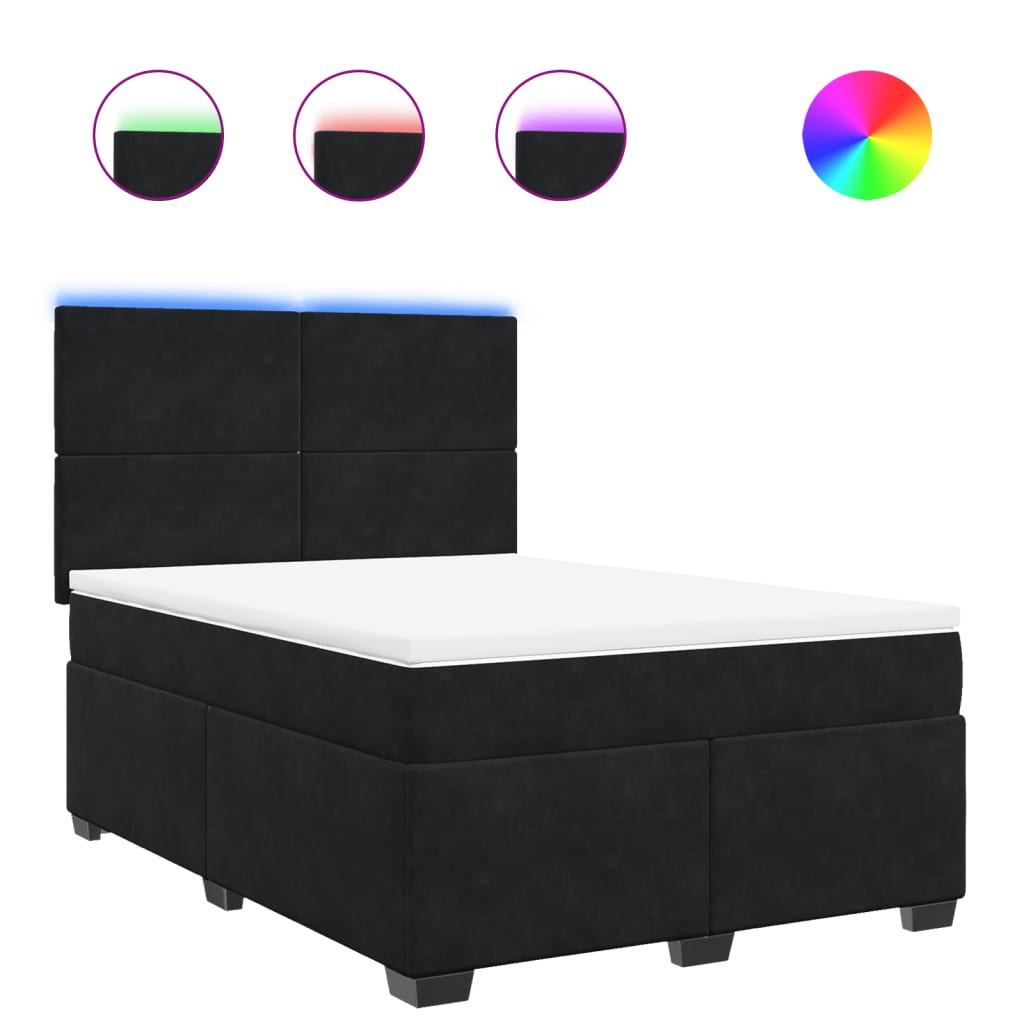 vidaXL Cama box spring con colchón terciopelo negro 140x190 cm