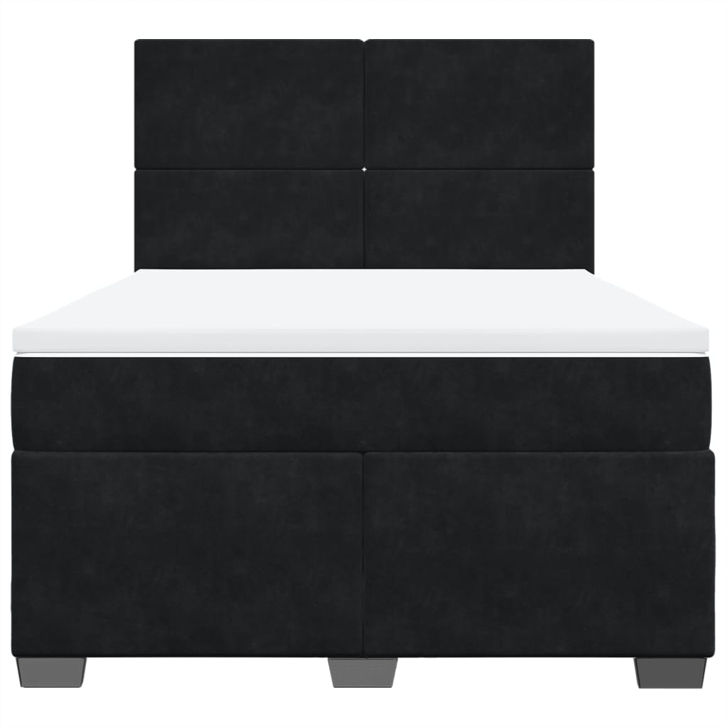 vidaXL Cama box spring con colchón terciopelo negro 140x190 cm