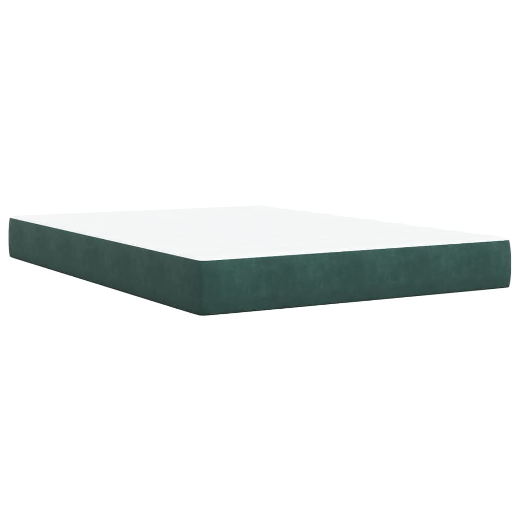 vidaXL Cama box spring con colchón terciopelo verde oscuro 140x200 cm