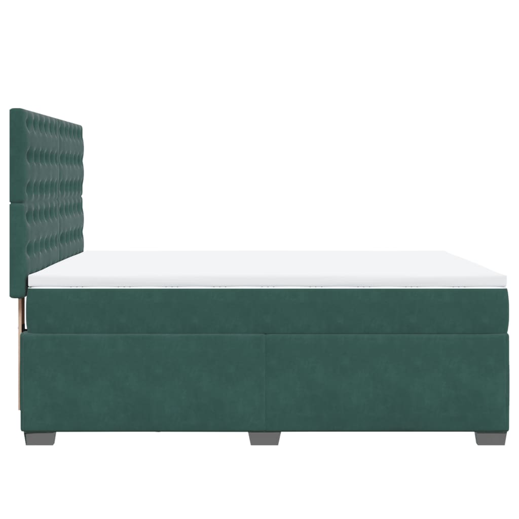 vidaXL Cama box spring con colchón terciopelo verde oscuro 140x200 cm