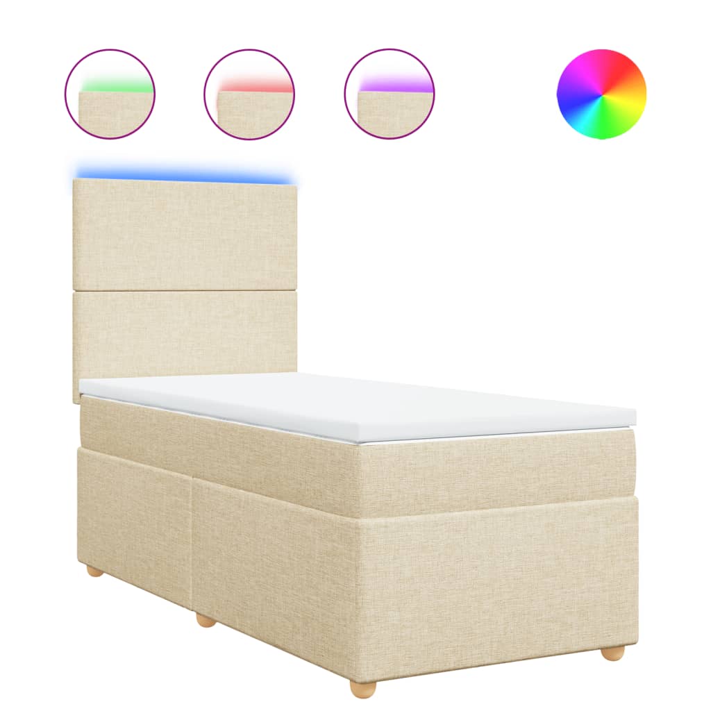 vidaXL Cama box spring con colchón tela color crema 80x200 cm