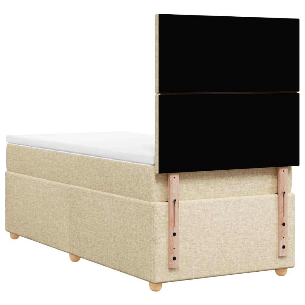 vidaXL Cama box spring con colchón tela color crema 80x200 cm