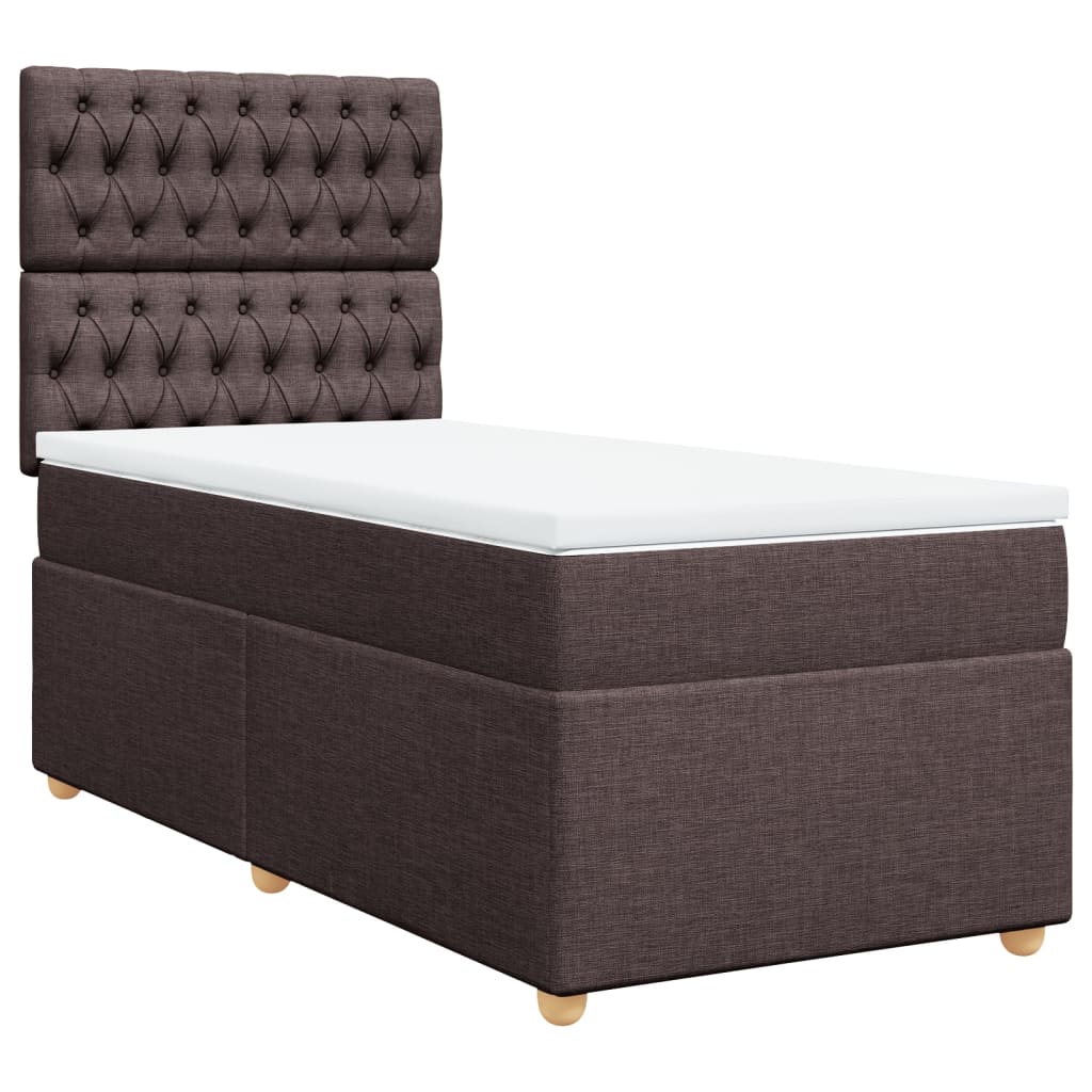 vidaXL Cama box spring con colchón tela marrón oscuro 80x200 cm