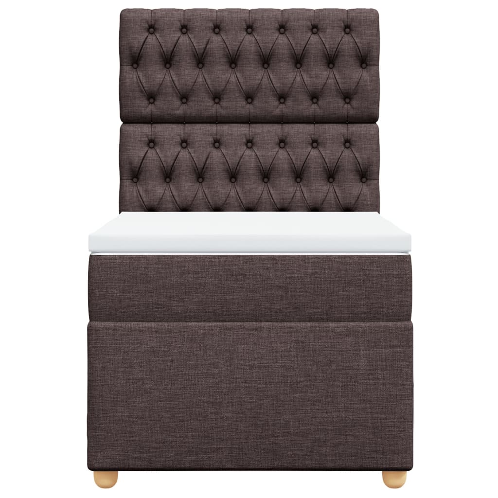 vidaXL Cama box spring con colchón tela marrón oscuro 80x200 cm