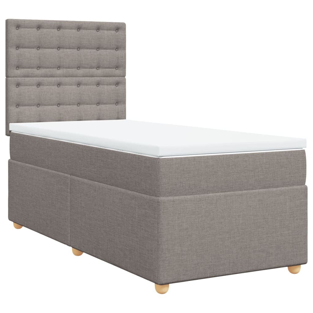 vidaXL Cama box spring con colchón tela gris taupe 80x200 cm