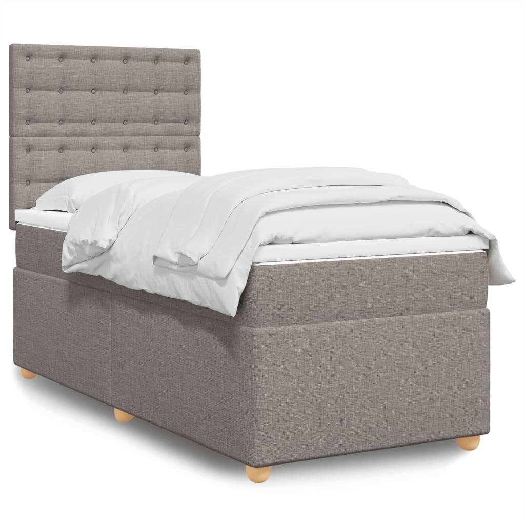 vidaXL Cama box spring con colchón tela gris taupe 80x200 cm