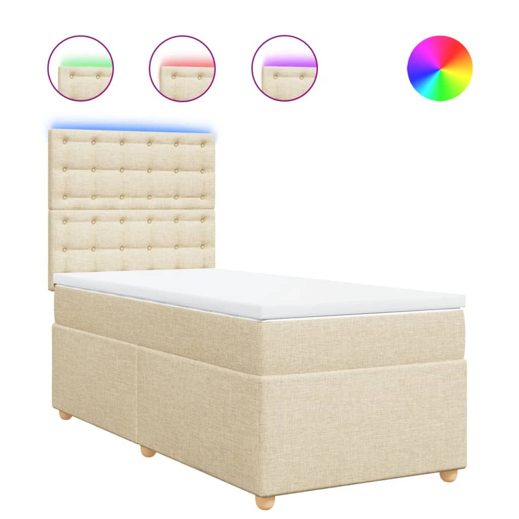 vidaXL Cama box spring con colchón tela color crema 80x200 cm