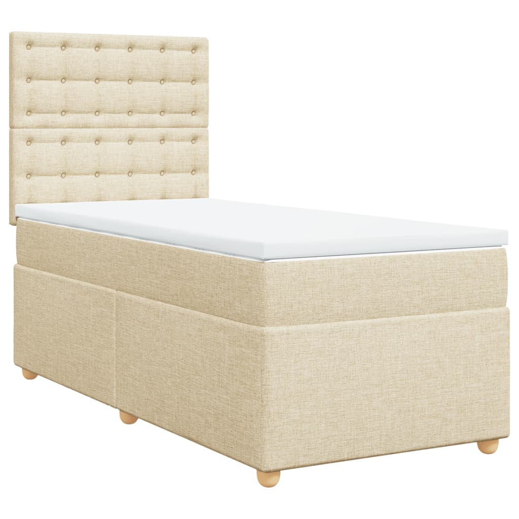 vidaXL Cama box spring con colchón tela color crema 80x200 cm