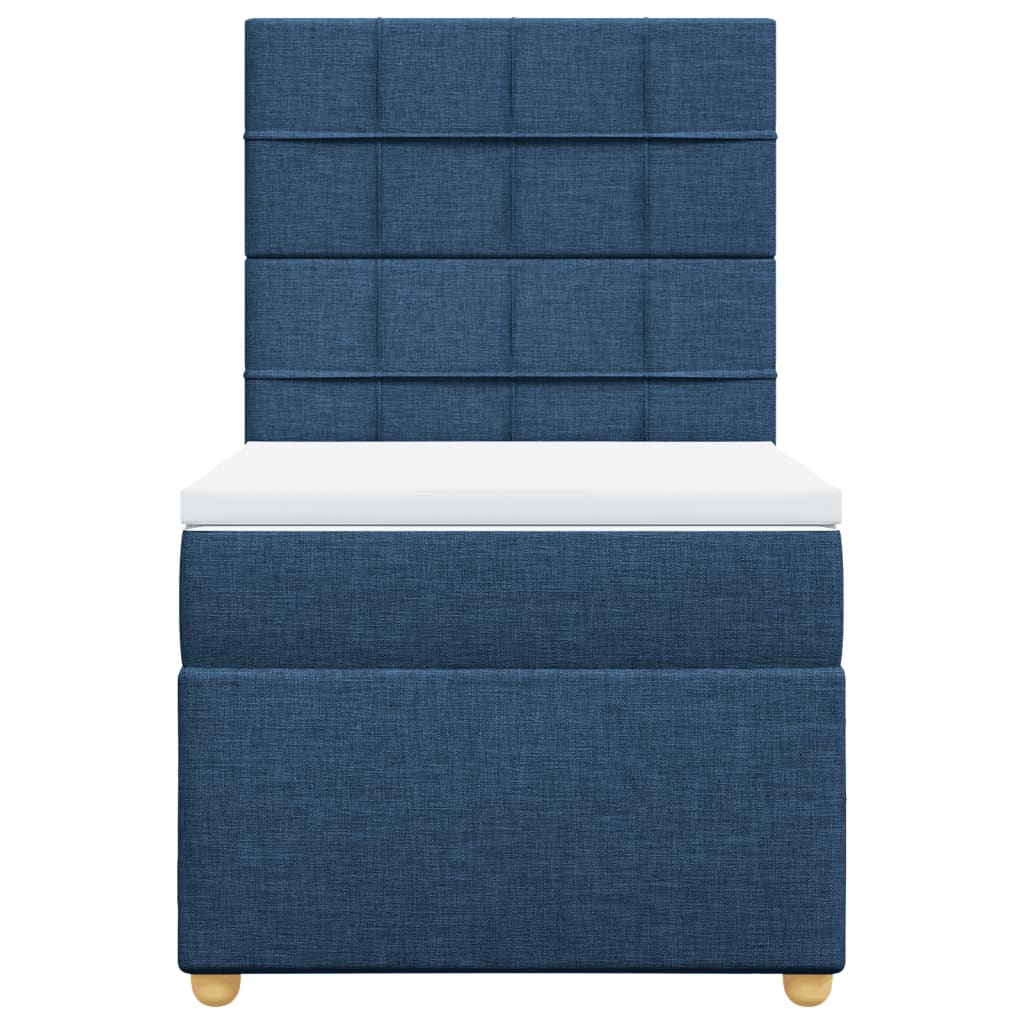 vidaXL Cama box spring con colchón tela azul 90x190 cm