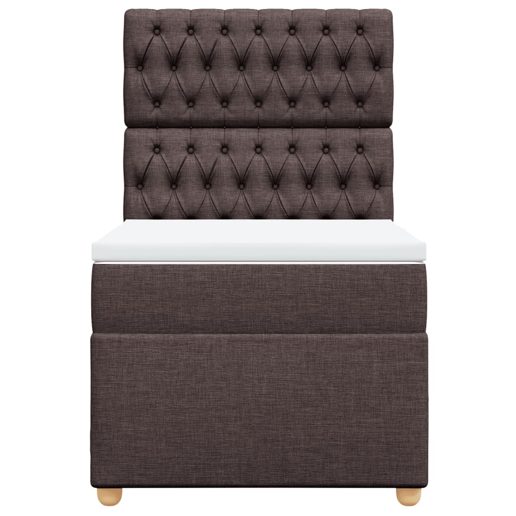 vidaXL Cama box spring con colchón tela marrón oscuro 90x190 cm