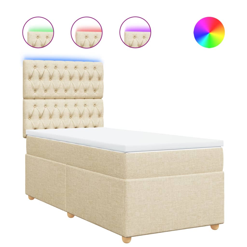 vidaXL Cama box spring con colchón tela color crema 90x190 cm