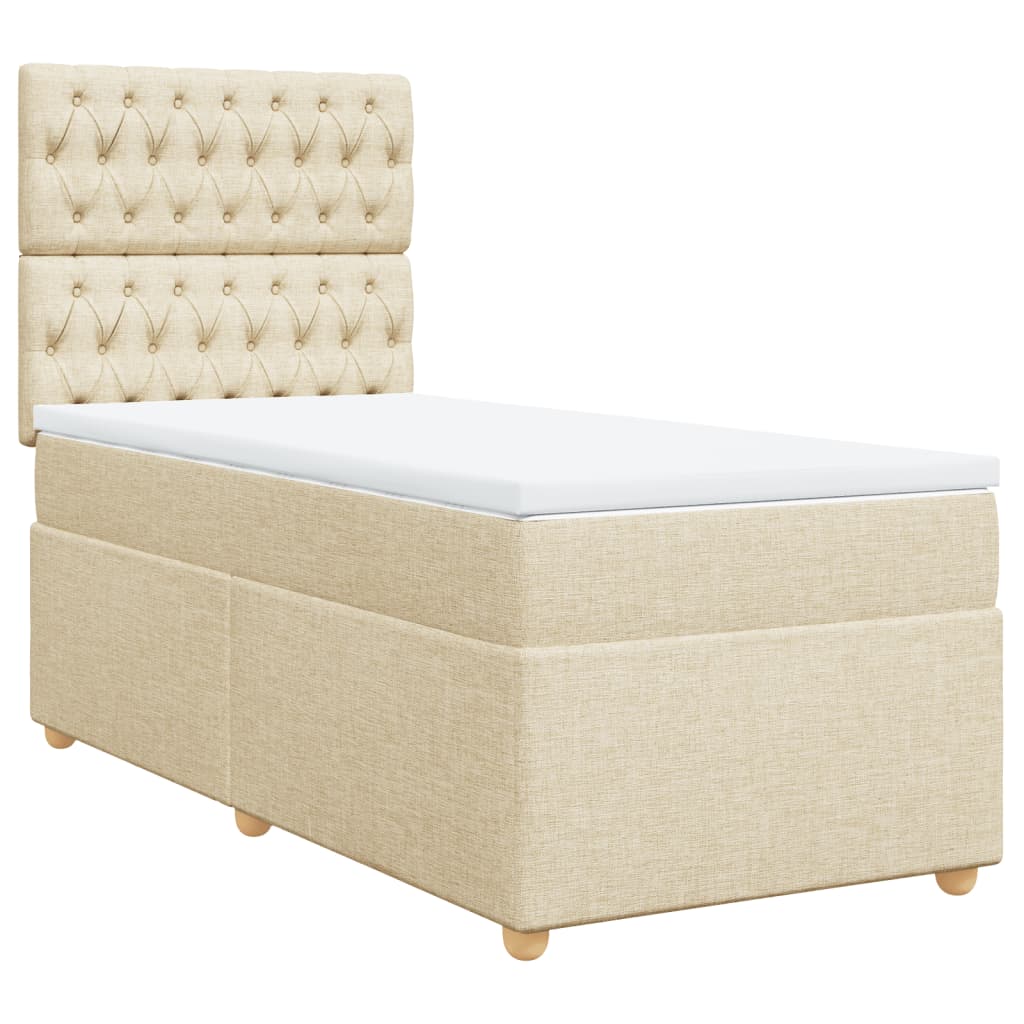 vidaXL Cama box spring con colchón tela color crema 90x190 cm