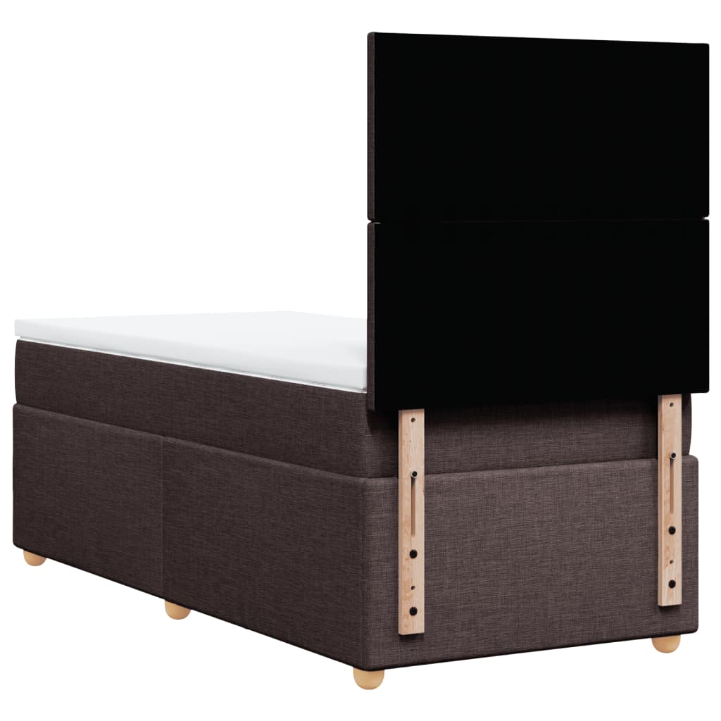 vidaXL Cama box spring con colchón tela marrón oscuro 100x200 cm