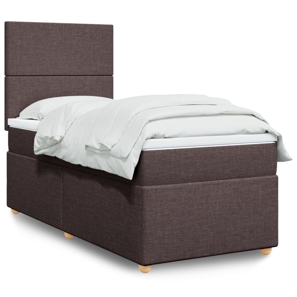 vidaXL Cama box spring con colchón tela marrón oscuro 100x200 cm