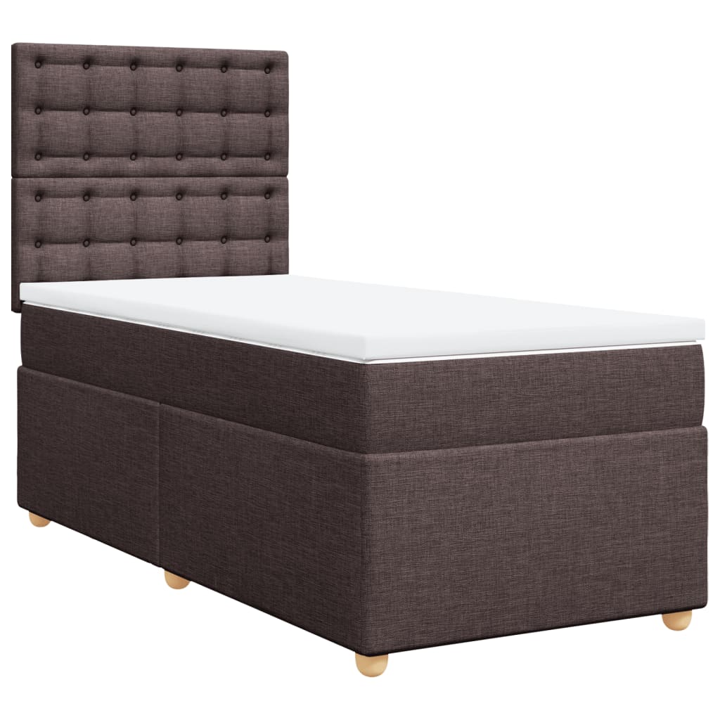 vidaXL Cama box spring con colchón tela marrón oscuro 100x200 cm