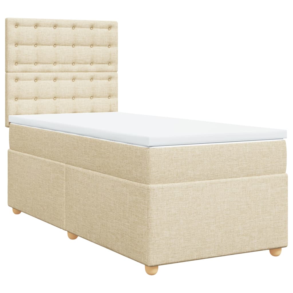 vidaXL Cama box spring con colchón tela color crema 100x200 cm