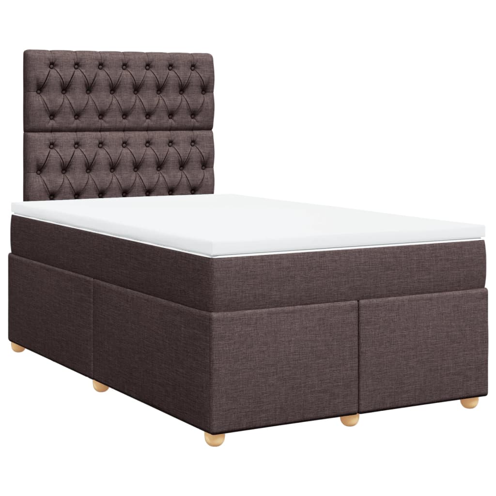 vidaXL Cama box spring con colchón tela marrón oscuro 120x200 cm