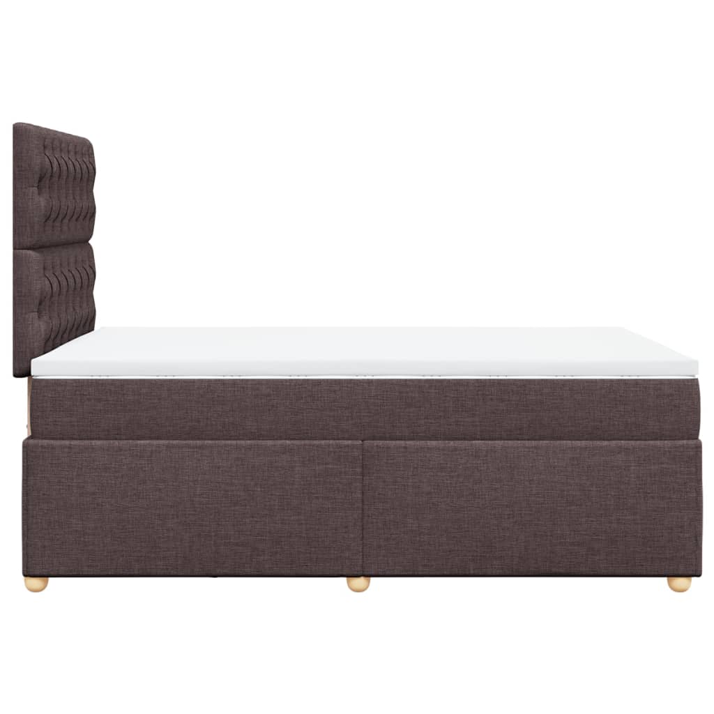 vidaXL Cama box spring con colchón tela marrón oscuro 120x200 cm