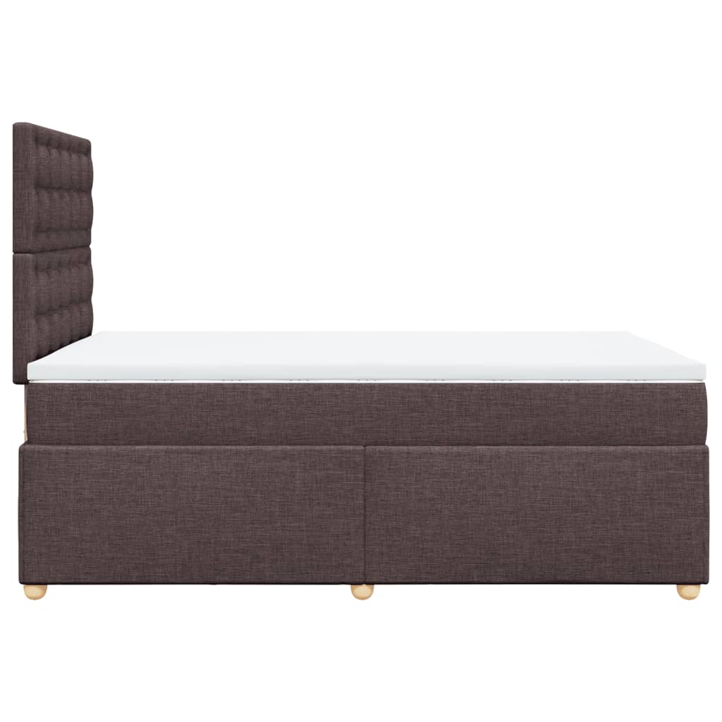 vidaXL Cama box spring con colchón tela marrón oscuro 120x200 cm