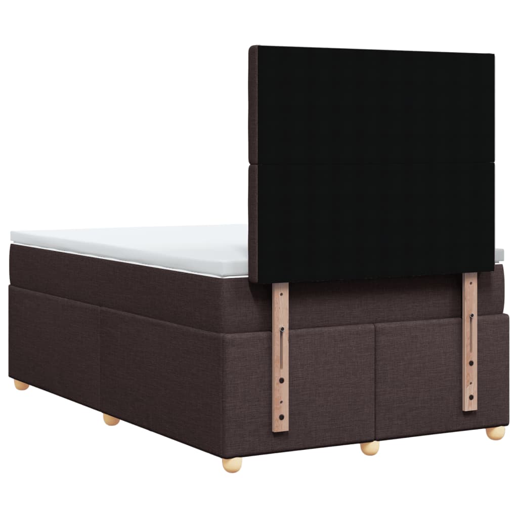 vidaXL Cama box spring con colchón tela marrón oscuro 120x200 cm