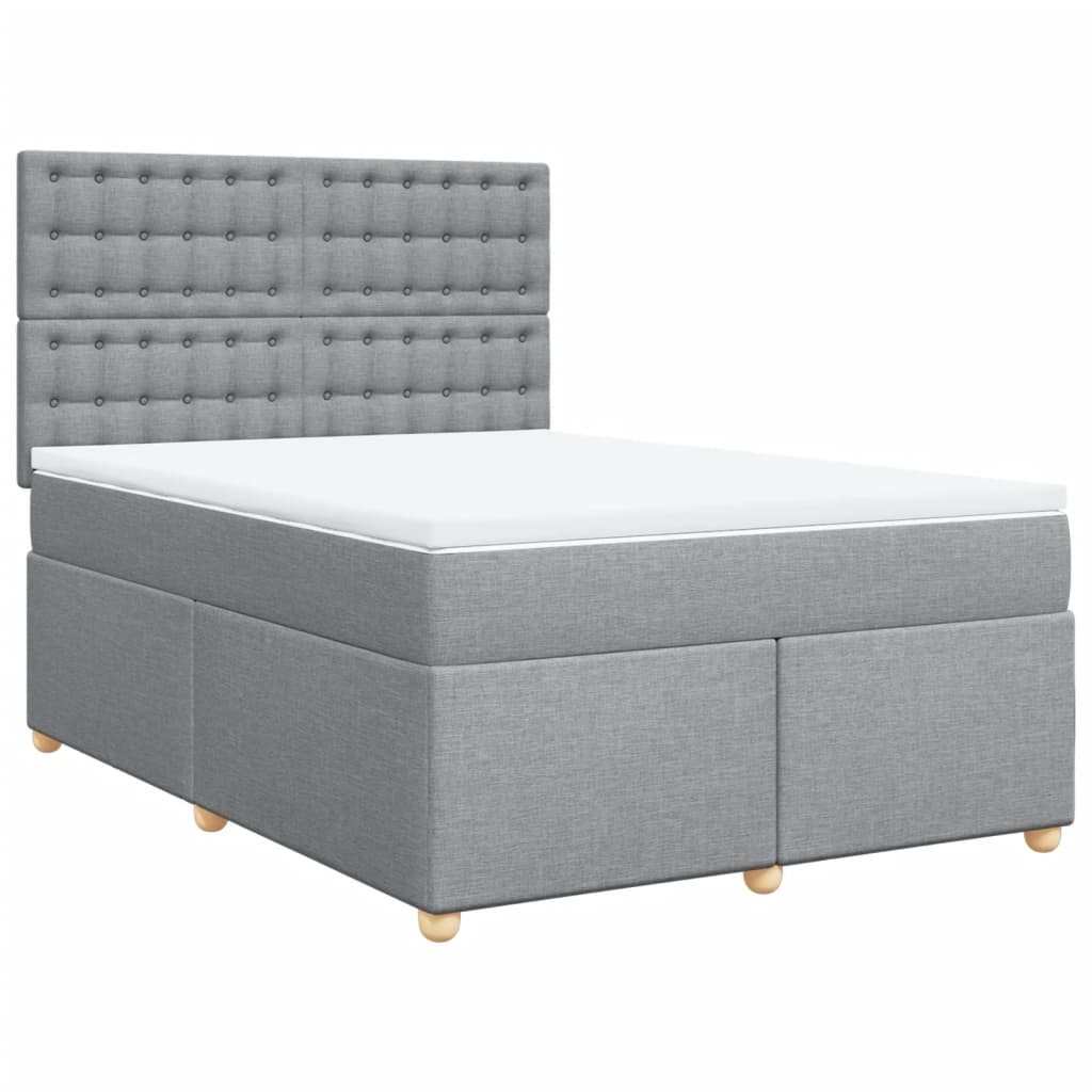 vidaXL Cama box spring con colchón tela gris claro 140x190 cm