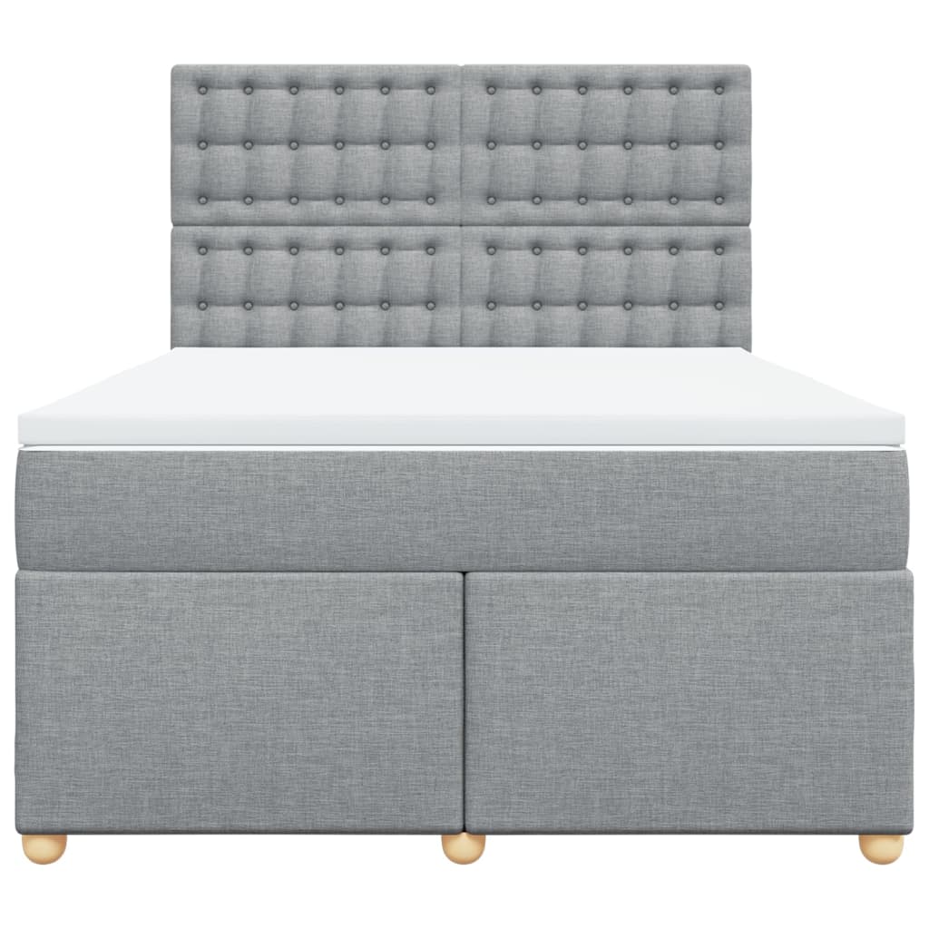 vidaXL Cama box spring con colchón tela gris claro 140x190 cm