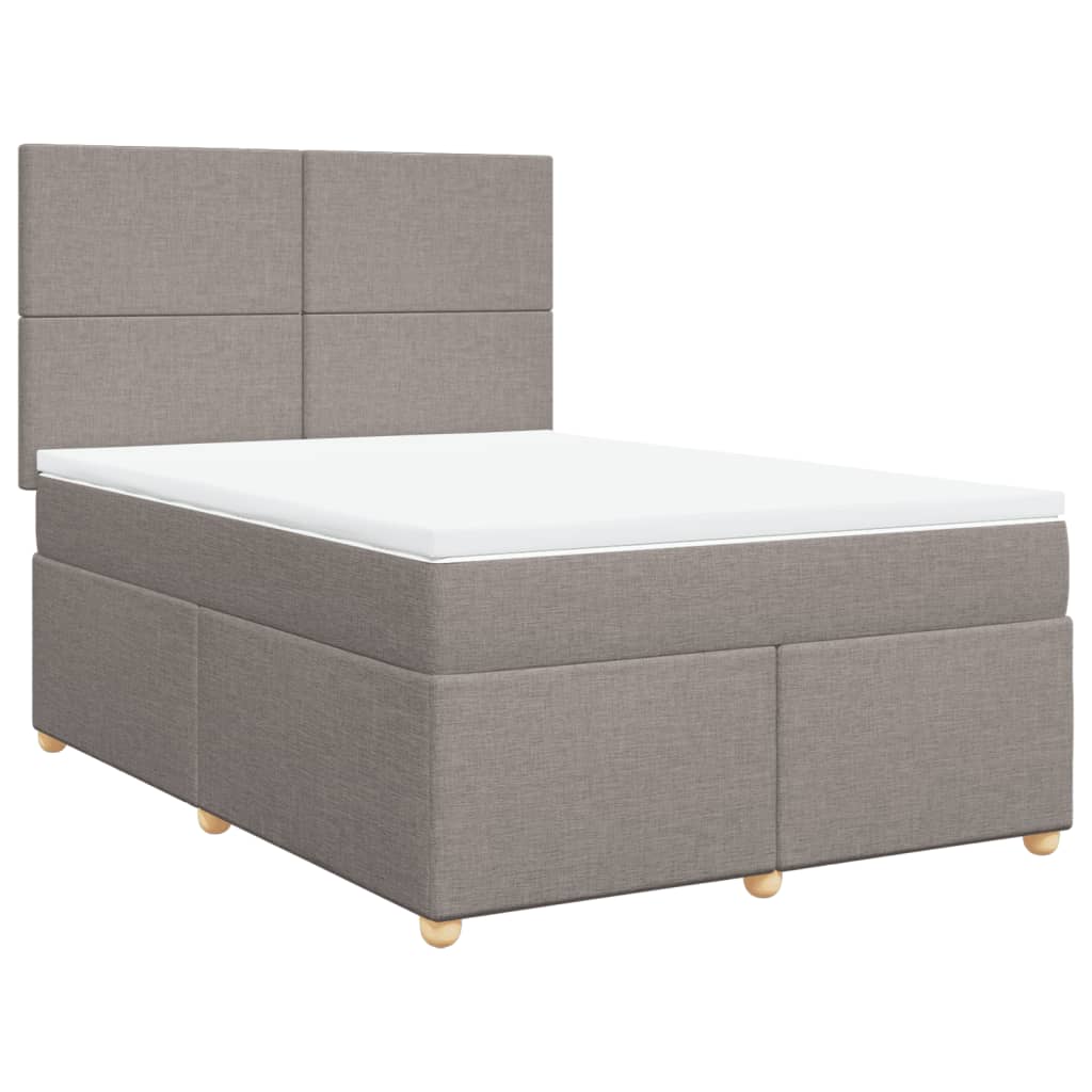 vidaXL Cama box spring con colchón tela gris taupe 140x200 cm