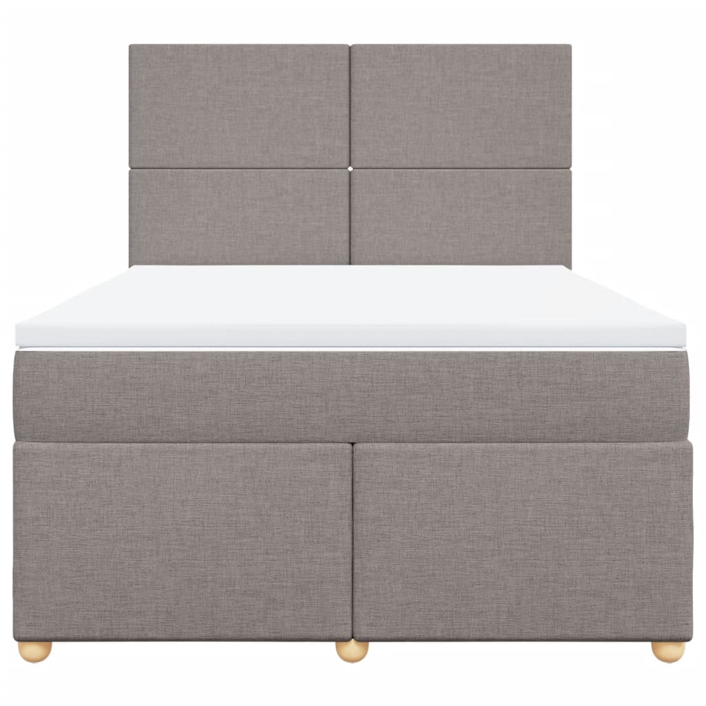 vidaXL Cama box spring con colchón tela gris taupe 140x200 cm