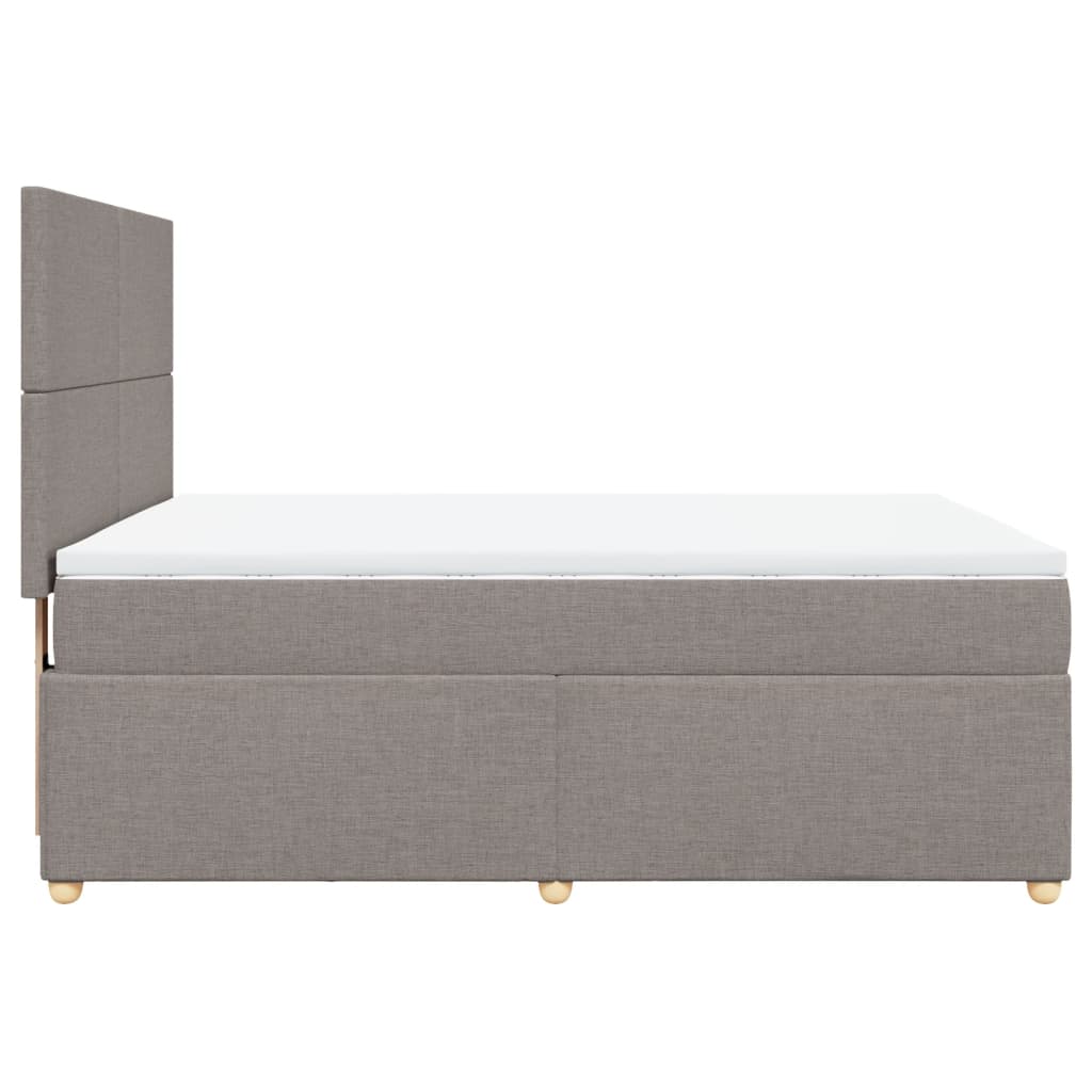 vidaXL Cama box spring con colchón tela gris taupe 140x200 cm