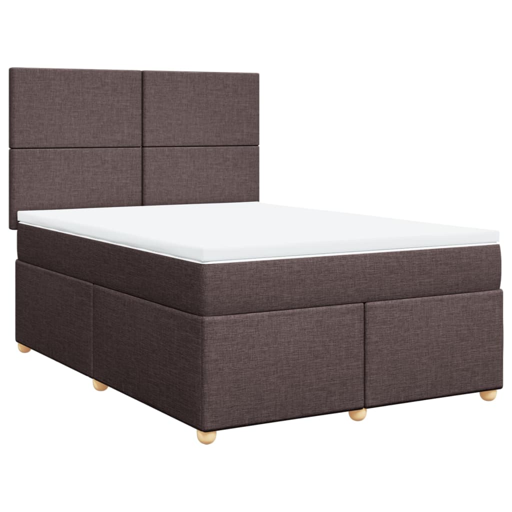 vidaXL Cama box spring con colchón tela marrón oscuro 160x200 cm