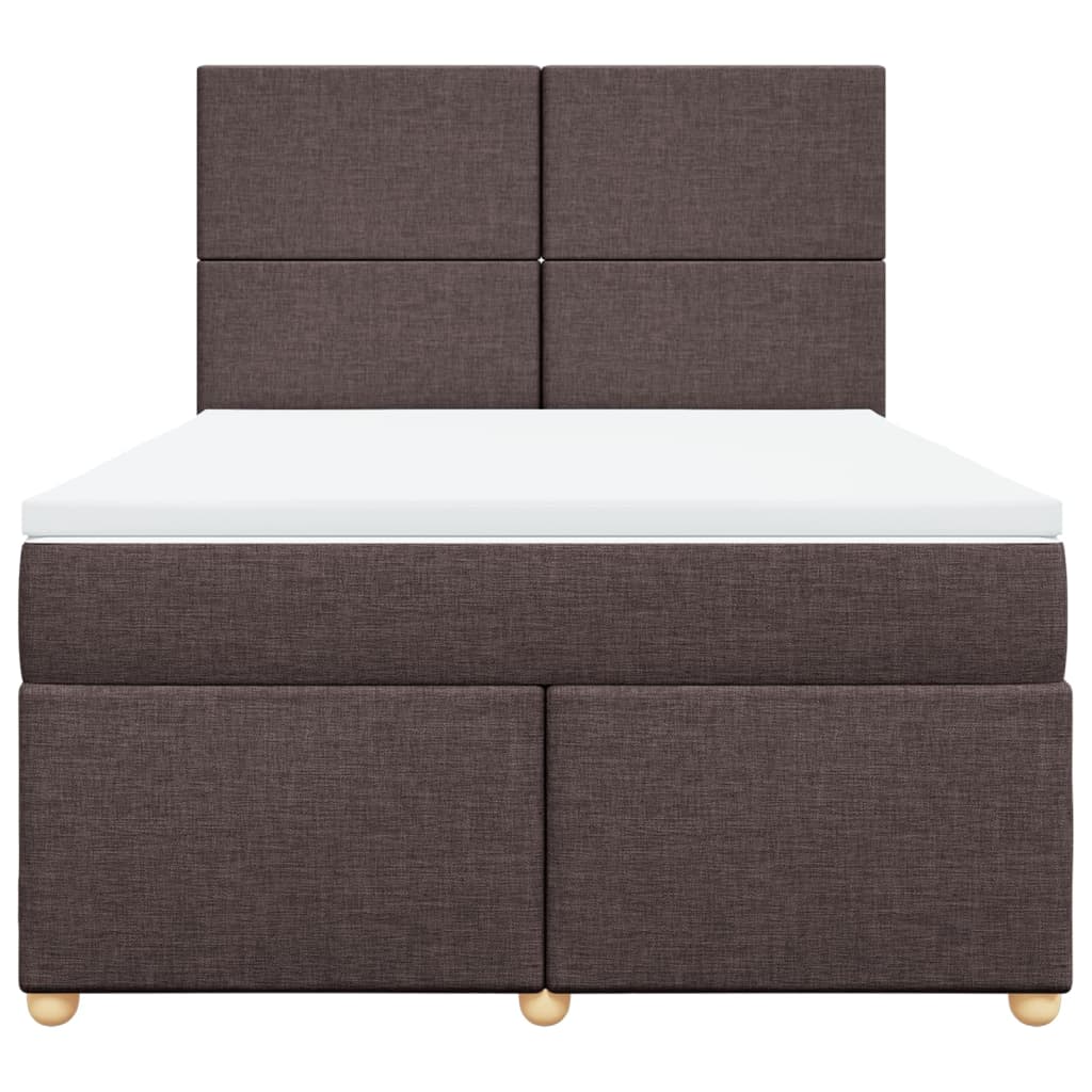 vidaXL Cama box spring con colchón tela marrón oscuro 160x200 cm