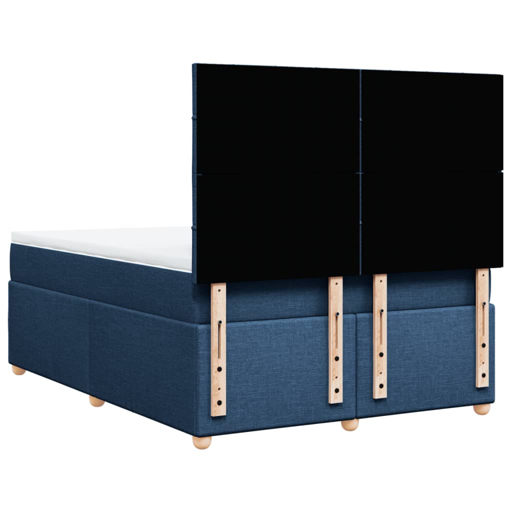 vidaXL Cama box spring con colchón tela azul 160x200 cm