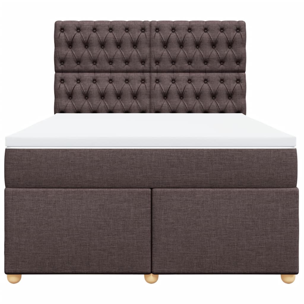 vidaXL Cama box spring con colchón tela marrón oscuro 160x200 cm