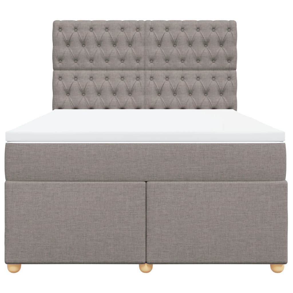 vidaXL Cama box spring con colchón tela gris taupe 160x200 cm