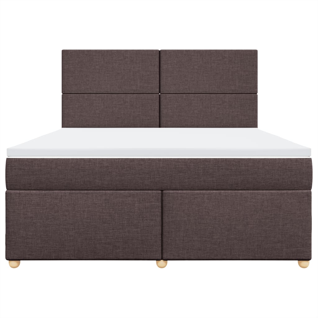 vidaXL Cama box spring con colchón tela marrón oscuro 180x200 cm