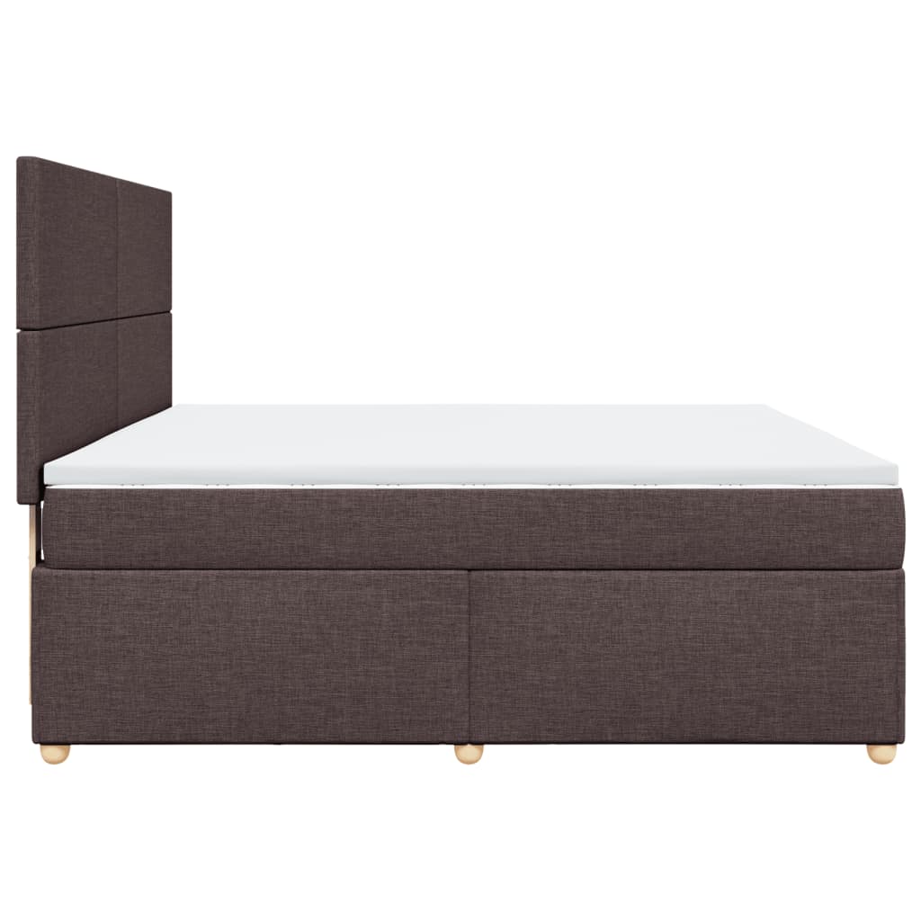 vidaXL Cama box spring con colchón tela marrón oscuro 180x200 cm