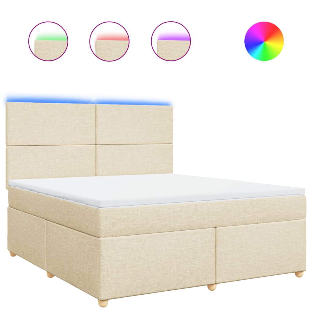 vidaXL Cama box spring con colchón tela color crema 180x200 cm