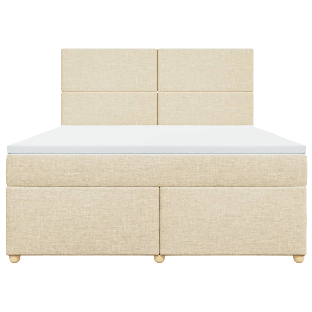 vidaXL Cama box spring con colchón tela color crema 180x200 cm