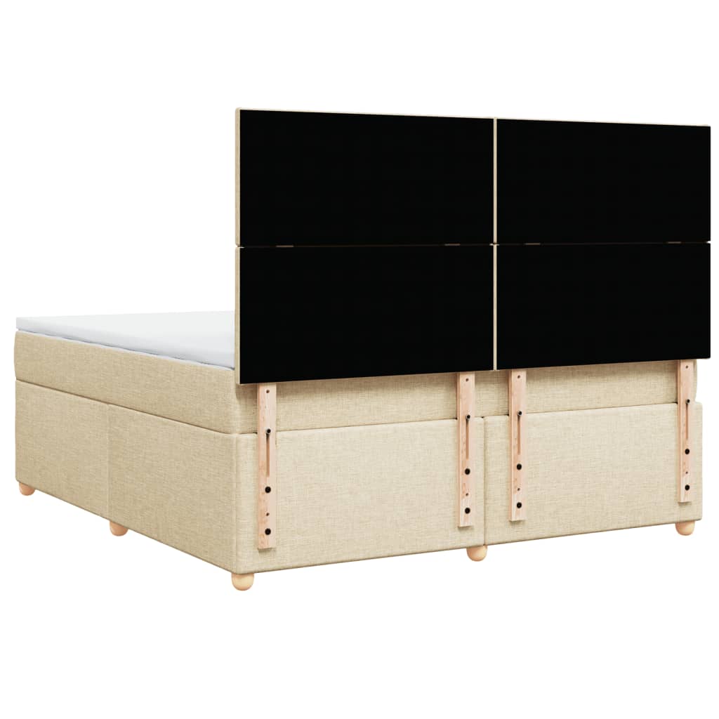 vidaXL Cama box spring con colchón tela color crema 180x200 cm