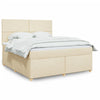 vidaXL Cama box spring con colchón tela color crema 180x200 cm