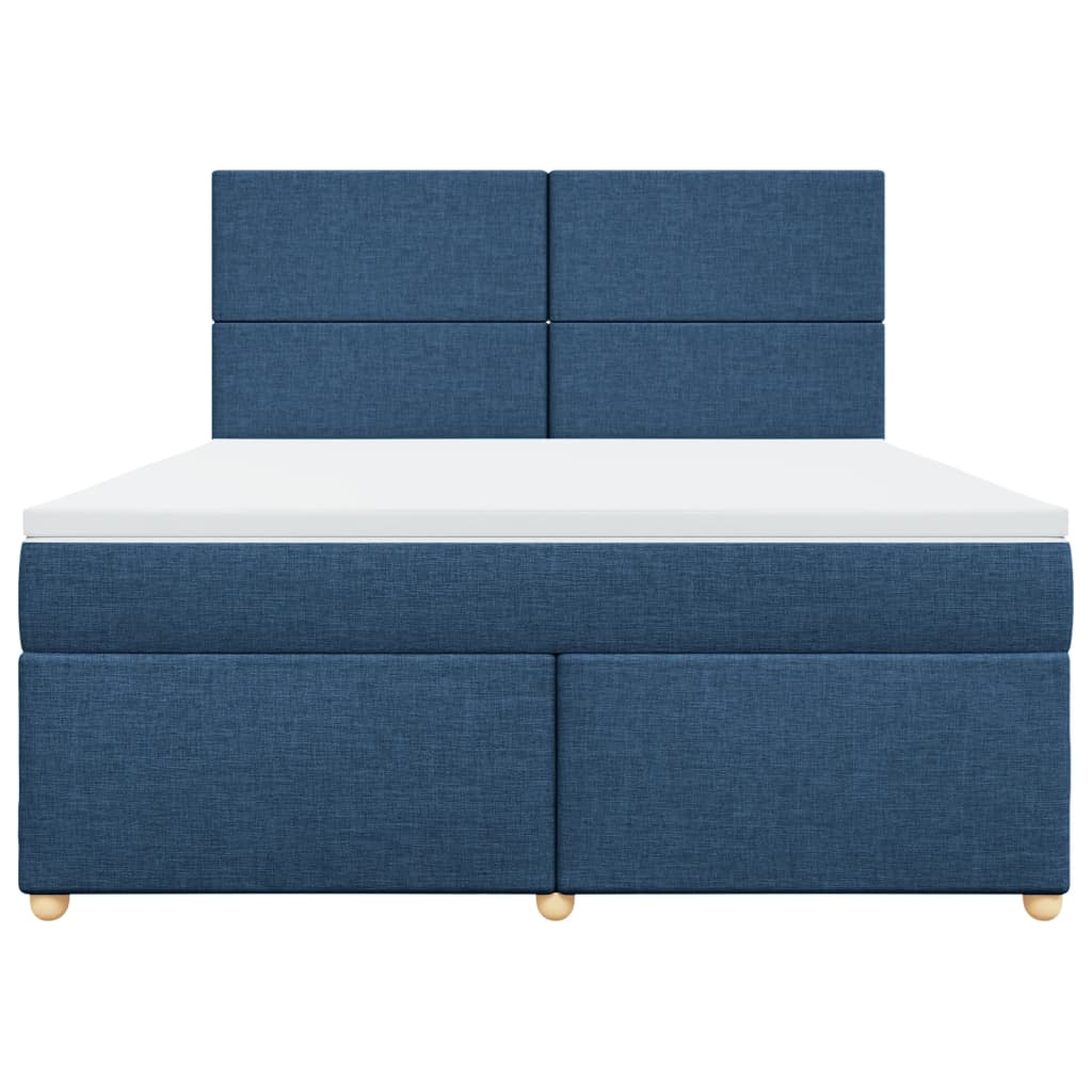 vidaXL Cama box spring con colchón tela azul 180x200 cm